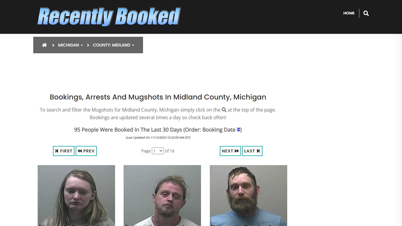 Bookings, Arrests and Mugshots in Midland County, Michigan