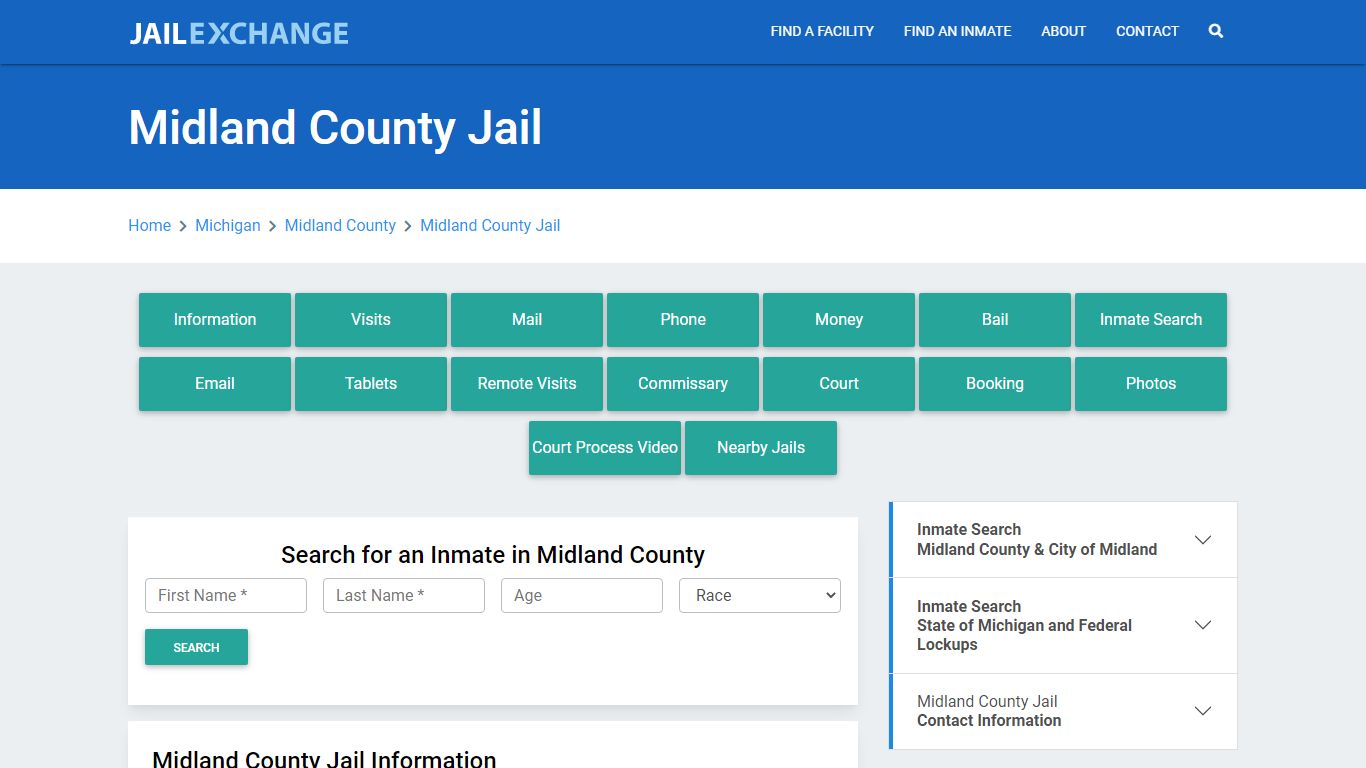 Midland County Jail Roster Lookup, MI, Inmate Search
